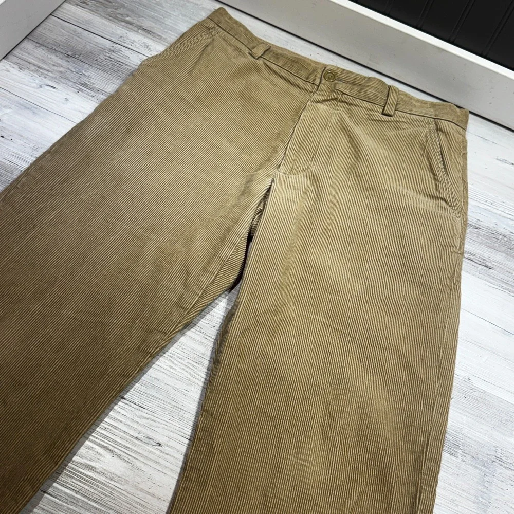 Banana Republic Corduroy Pants Men's Sz 33x30 Tan Flat Back Flap Pockets Baggy
